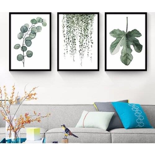 Watercolor Leaves Wall Art Canvas Painting Green Style Plant Nordic Posters and Prints Decorative Picture Modern Home Decoration