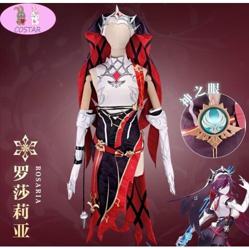 Anime! Genshin Impact Rosaria Mondstadt Nun Game Suit Elegant Dress Uniform Cosplay Costume Halloween Party Outfit 2021 NEW