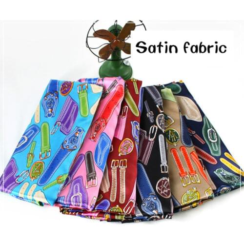 Printed satin fabric meter 150 cm printing fashion clothing bags handmade diy fabric scarves scarf diy fabric cloth