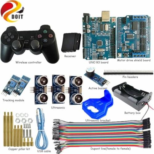DOIT Wireless handle/joystick Control kit for Arduino Robot Crawler Tank Car Chassis with Unltrasonic Obstacle Avoidance DIY Toy