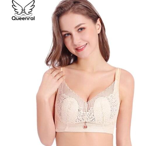 Queenral Plus Size Bras For Women Underwear BH Lingerie Brassiere 110-115 120 CDE Cup Bralette Seamless Wire Free Full Cup Bra
