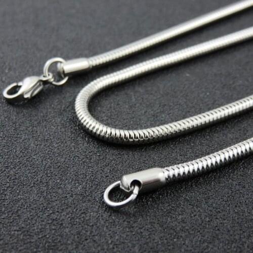 3.2mm*45cm-90cm 316L Stainless Steel Round Snake Chain Necklace For Men Fashion Stainless Steel Jewelry For Man Women