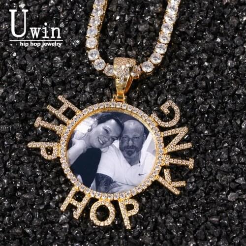 Uwin Csutom Cursive Letter With Heart Clasp Custom Name Necklace Tennis Chain Cubic Zirconia Fashion Hiphop Jewelry