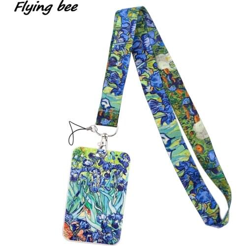 Flyingbee X1771 Van Gogh Art Fashion Lanyards ID Badge Holder Bus Pass Case Cover Slip Bank Credit Card Holder Strap Cardholder