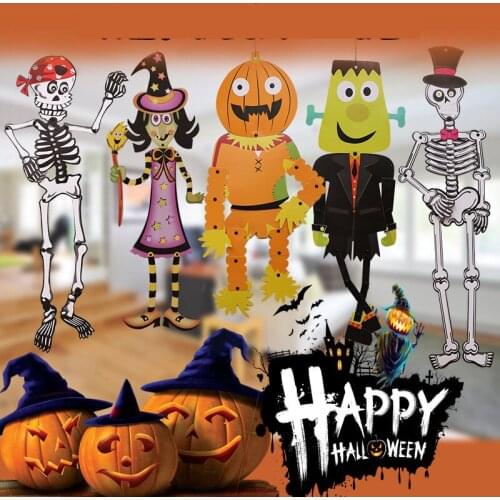 Skull Pumpkin Sorceress Banner Haunted House Hanging Garland Scary Halloween Banner Decoration Halloween Outdoor Decor Supplies