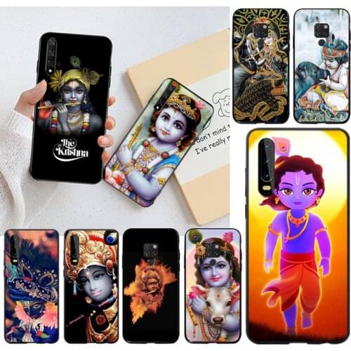 CUTEWANAN Lord Krishna Fitted Black Cell Phone Case for Huawei P40 P30 P20 lite Pro Mate 30 20 Pro P Smart 2019 prime