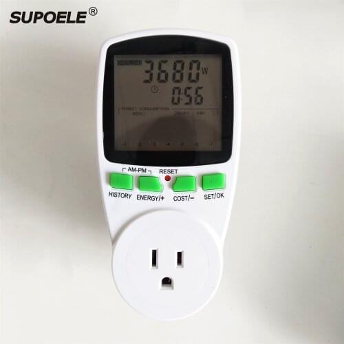 US Plug 110V 120V 60Hz Digital Voltage Wattmeter Power Analyzer Electronic Power Meter Energy Meter Automatic Kwh Power Switch