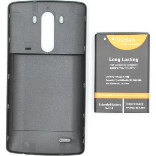 Ciszean 1 x 6000mAh BL-53YH replacement Extended Battery For LG G3 D858 D855 D857 D859 D850 F400 F460 F470 D830 With Back Cover