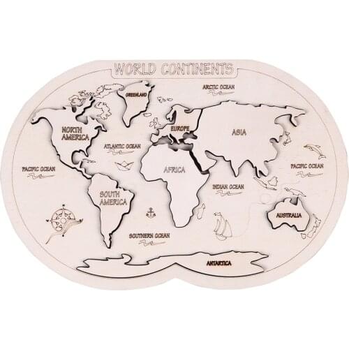 Children Montessori Wooden Toys World Map Wood Puzzle Jigsaw IQ Game Educational Creative Preschool Toys For Kids 29international Model