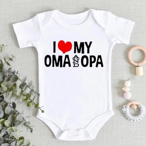 Summer Baby Bodysuit Boys Girls One Piece Clothes 0-24M I Love My Oma and Opa Pattern Fashion Short Sleeve Toddler Cotton Romper