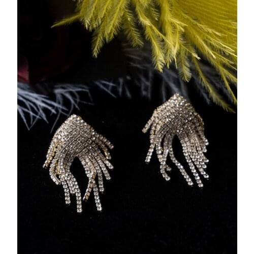 Long tassel Luxury Earrings Girls Valentines Day Gift Wedding New Women Eardrop Statement Earrings Rhinestone Jewelry Female