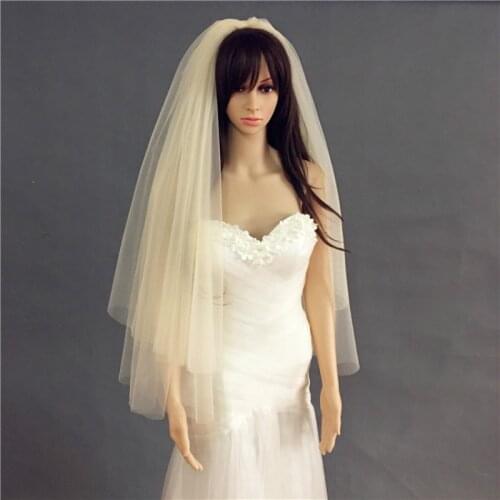 Elegant Bridal Veils 2 layers With Comb Raw Cut Edge Soft net Wedding Veil Wedding Accessories Veu de Noiva