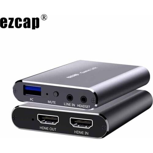 Real 4K 60HZ HDMI Loop Video Capture Card HD 1080P 60fps HDMI To USB Live Streaming Game Recording Box Mic Audio Line in Input