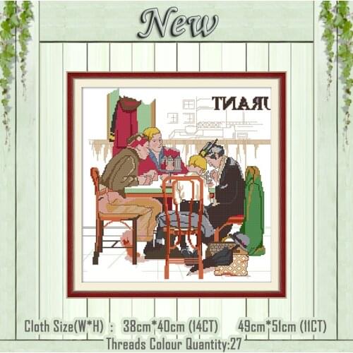 Pray before a meal cartoon diy painting counted printed on the canvas DMC 11CT 14CT kits Cross Stitch embroidery needlework Sets