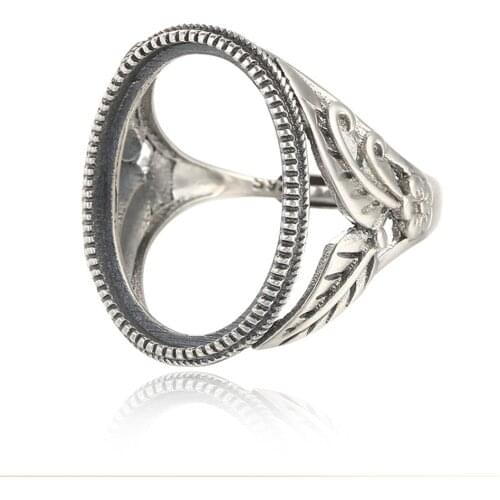 Ring Setting for 16x21mm Oval Cabochons Ring Blank Thai Sterling Silver Adjustable Band Ring Base SR0033