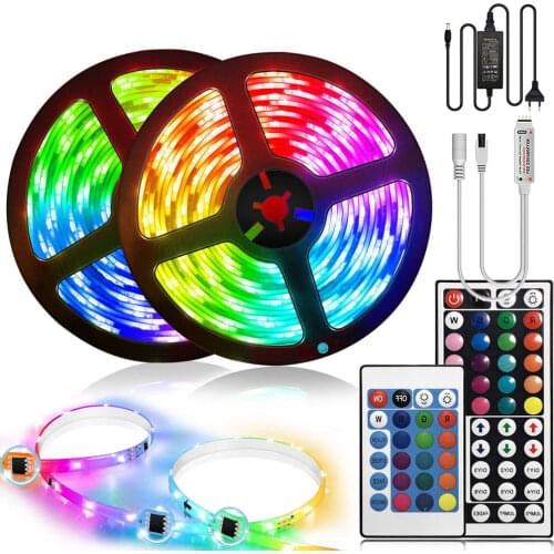 RGB LED Light Strips Kit SMD 3528/5050 Diode Tape Lamp 220V Ribbon Bright Waterproof Band with Remote Controller Background Bias