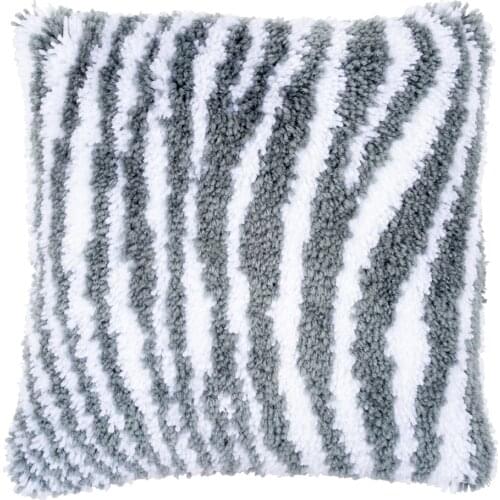 Latch Hook Pillowcase Kits Cushions Embroidery Button Package Hobby and Needlework with Printed Stripe For Adults