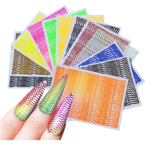 Laser Snake Skin Design Nail Sticker Sally Mesh Net Line Silk Decorations Manicure Accessories