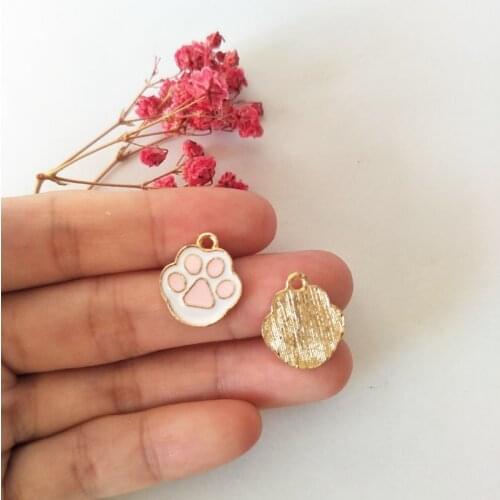 10pcs DIY Handmade Material Metal Enamel Bear Paw Charms Bracelet Dog Claw Pendants For Necklace Earring Jewelry Making Craft
