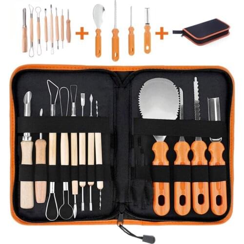 Upgraded Halloween Pumpkin Carving Kit With Carrying Case Professional Stainless Steel Pumpkin DIY Tools Party Decorations Props