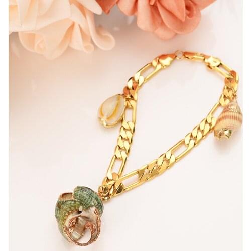 Fashion gold cute Conch Shell bangle Bracelet For Women Jewelry Summer Style Beach party gifts link chain anklet