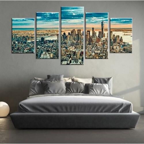 5 Piece Modular Canvas HD Prints the View of the City Pictures Wall Art Painting Home Decor Posters For Living Room Framework
