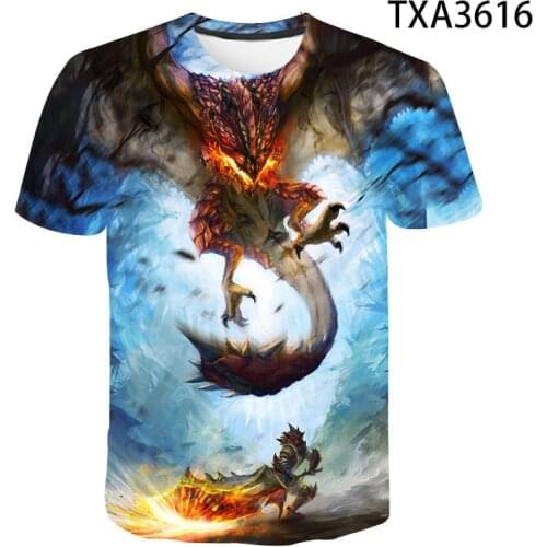 2021 New Monster Hunter 3D T Shirt Boy Girl Kids Fashion Casual Short Sleeve Men Women Children Printed T-shirt Cool Tops Tee