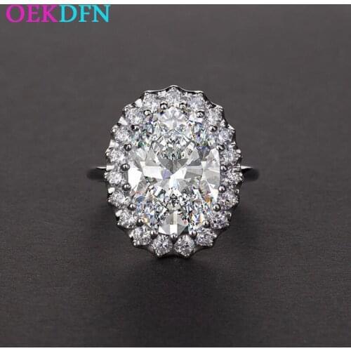 OEKDFN 100% S925 Sterling Silver Ring For Women Shiny 7 Colors AAAAA Zircon Wedding Jewelry Womens Engagement Rings Dropship