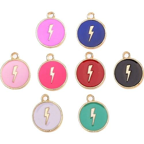 Peixin 10Pcs Cute Lightning Charm Accessories Wholesale Colorful Enamel Pendants For DIY Jewelry Making Supplies Party Jewelry