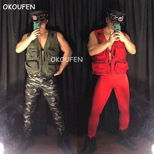 Sexy Night ds Army military uniform theme vest costumes Bars nightclubs mens and womens stage Show performance costumes