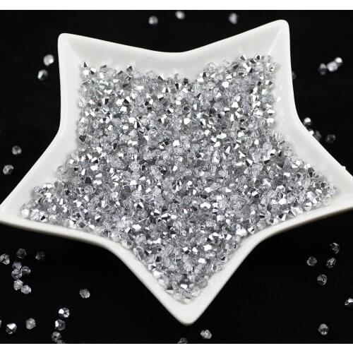 Half Silver 100pcs 4mm Bicone shape Austrian Crystal charm Glass Loose Spacer Beads for DIY Jewelry handiwork Making accessories
