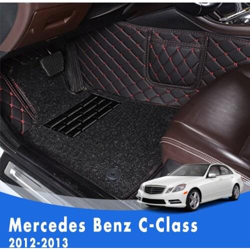 Custom Car Floor Mats For Mercedes Benz C-Class 2013 2012 Luxury Double Layer Wire Loop Auto Foot Pads Automobile Carpet Covers