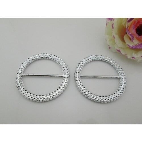 AB51 40mm)20pcs Double Round Silver Tone Acrylic Plstic Belt Buckle For Bag