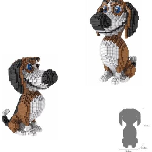 PZX Lovely Cartoon Mini Blocks Dog Anime Building Bricks Toys Animal Educational Toys for Children Xmas Cute Doggie Model