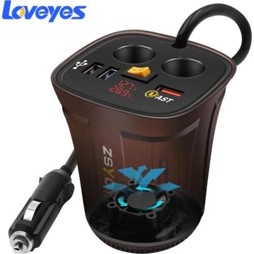 QC3.0 Car Charger 3 USB One To Three Multi-function Cigarette Lighter Quick Charging 60W Power Car Cup Holder Adapter BCR