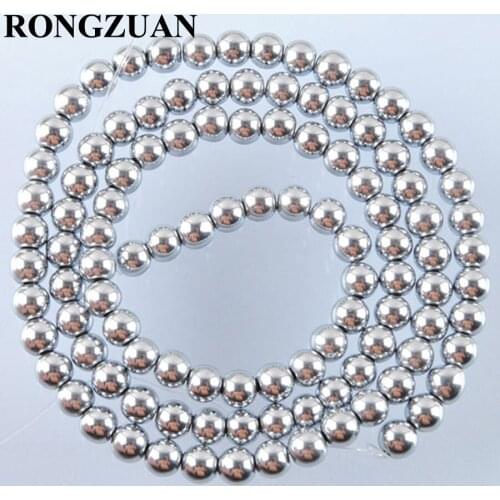 RONGZUAN Silvers Hematite Non Magnetic Round Spacer 4mm Loose Beads 15.5 inches For Jewelry Making 1 Strand TL3032