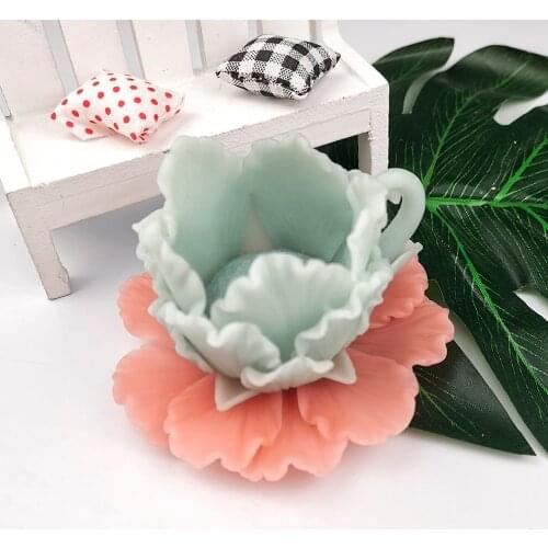 PRZY Mould Silicone Flowers Cup Daisy Rose Peony Soap Molds Fondant Soap Molds Handmade Mold Clay Resin Candle Mould