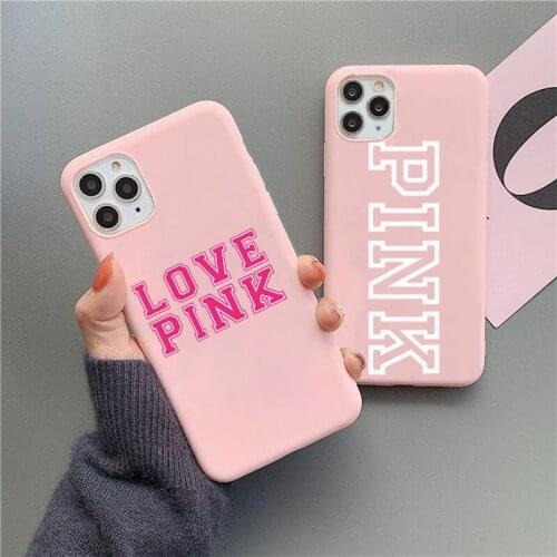 HOTCASHOP love pink Phone Case for iPhone 12 mini 11 Pro Max X XR XS 8 7 6s Plus Matte Candy Pink Silicone Cases