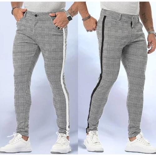 Jogging Men Sports Pants Plaid Sweatpants Training Legging Fitness Gym Breathable Basketball Track Tights Sportswear Trousers