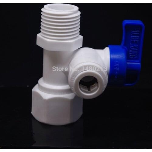 Tee 1/2" Male BSP-3/8" OD-1/2" Female BSP Tap Shut Off Ball Valve Connection Aquarium RO Water Filter Reverse Osmosis System
