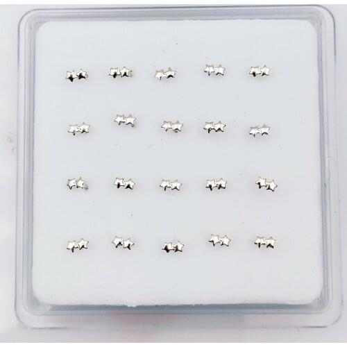 Double star Nose Pins 925 sterling silver nose stud Piercing nariz body jewelry 20pcs/pack