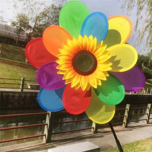 Sunflower Windmill Colourful Wind Spinner Home Garden Decor Yard Kids Toy