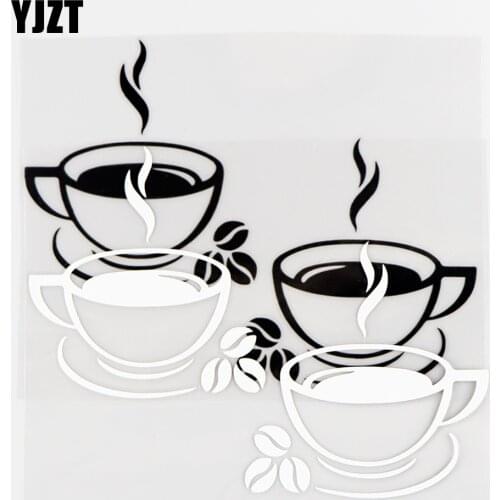 YJZT 15.6×11.8CM Exquisite Car Stickers Coffee Art Styling Vinyl Decals Car Body Decor Black / Silver 10A-0806