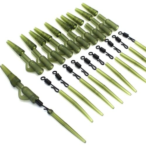 40PCS Carp Rig Plastic Lead Clips Tail Rubber Cone Anti Tangle Sleeve Quick Change Swivels Chod Rig Carp Fishing Accessories Kit