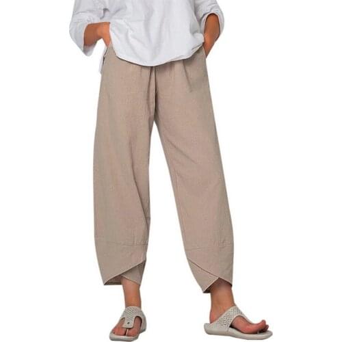 Women Casual Harem Pants Summer Elastic Waist Wide Leg Pants Vintage Floral Printed Trousers Female Loose Pantalon Plus Size