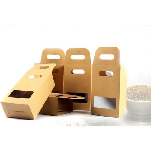 10*15.5*6 500pcs stand up brown kraft paper bags boxes recyclable for wedding/Gift/Jewelry/Food/Cookie/Candy Package Paper Box