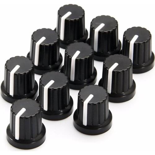 10pcs Black Potentiometer Knob Caps Plastic For 6mm Shaft Hole Plastic Volume Control