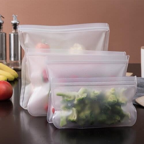 10pcs/lot Silicone Food Storage Containers Leakproof Containers Reusable Stand Up Zip Shut Bag Cup Fresh Bag Food Storage Bag