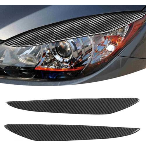 2pcs Carbon Fiber Headlight Eyebrow Eyelid Cover Wear Resistant Fit for Mazda 3 2010 2011 2012 2013 Exterior Decoration