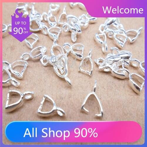 200PCS/Lot 925 Silver Clasps Pinch Clips Bails Charm Melon Seeds Buckle Pendant DIY Necklace Bracelet Connectors Jewelry Finding